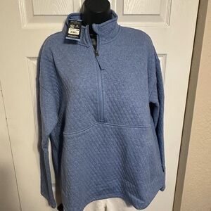 NWT Eddie Bauer Blue Quilted Half-Zip Pullover - Womens’s Large